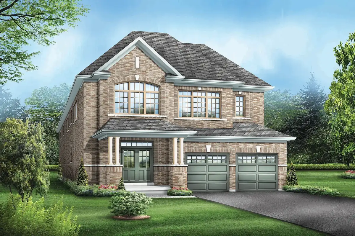 Greenpark Creek 3 exterior rendering, brick elevation with a double garage